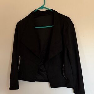 SHEIN Black Women's Open Front Jacket with Zip Pockets